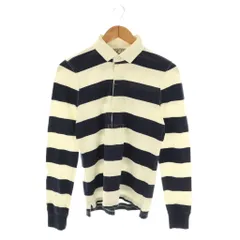 ラルフローレン ラグビー RALPH LAUREN RUGBY ポロシャツ 長袖 ボーダー柄 M 白 ネイビー /HK