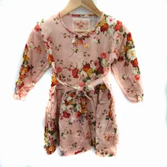 ベビーピンクハウス BABY PINK HOUSE ワンピース ミニ丈 長袖 花柄 リボン レース S マルチカラー ピンク /SM34 女の子