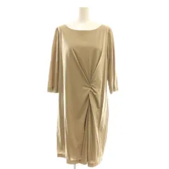 自由区 オンワード樫山 ワンピース ひざ丈 ツイスト 七分袖 38 ベージュ /DF