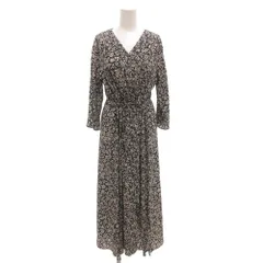 ロッソ ROSSO アーバンリサーチ 美品 レトロフラワーガウンワンピース F マキシ ロング 7分袖 花柄 黒 ブラック /AE