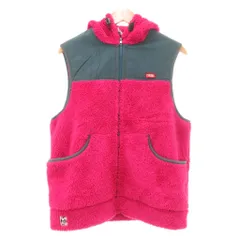 チャムス CHUMS フリースベストパーカー フード 切替 L ショッキングピンク グレー /YJ