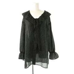 Omekashi ブラウス シアー F 黒 白 ドット柄 長袖 フリル襟 /CX ■OS