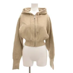 ザラ ZARA パーカー S ニット ジップアップ 長袖 クロップド丈 ベージュ /AE 