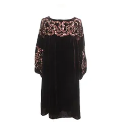 ナネットレポー nanette lepore ワンピース ひざ丈 S 紫 パープル 長袖 ラウンドネック スパンコール装飾 /NL