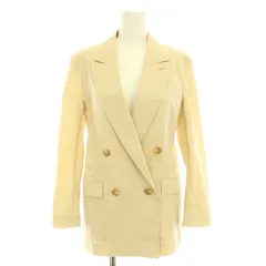 23区 オンワード樫山 22SS コットンリネンストレッチダブルブレストジャケット テーラードジャケット ダブル センターベント 麻 リネン混 32 XS ベージュ /YT