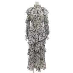 スナイデル SNIDEL フリルプリーツオーバーワンピ ワンピース ロング 0 グレー 青 ブルー 花柄 /YJ