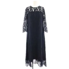 マリリンムーン Marilyn Moon レースニットコンビワンピース ロング ミモレ 七分袖 紺 ネイビー 46-8817 /HN