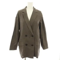 ナチュラルビューティーベーシック NATURAL BEAUTY BASIC キュプラ麻ソフト ジャケット テーラードジャケット ダブル 麻 リネン混 M 茶 ブラウン 017-1155480 /YT