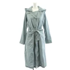 スカラー ScoLar コート ロング丈 裏地総柄 フード コットン M 水色 ライトブルー /AN51