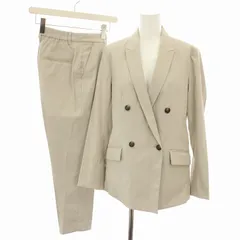 プラステ PLST スーツ セットアップ 上下 テーラードジャケット ダブル M イージーパンツ スラックス S 麻 リネン混 ベージュ /YT