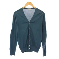 ジョンスメドレー JOHN SMEDLEY ニットカーディガン 長袖 Vネック 薄手 ワンカラー 無地 S 青 ブルー /BB