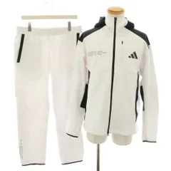 アディダス adidas セットアップ 上下 アダプテーションダブルニットフード付きトラックジャケット ダブルニットアンクル丈オープンヘムパンツ XL 白 ホワイト 黒 ブラック /YT