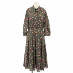 クミキョク 組曲 KUMIKYOKU 24AW カッティングローズプリントワンピース ひざ丈 七分袖 フリル 花柄 3 グレー ピンク OPWXCA0301 /YT