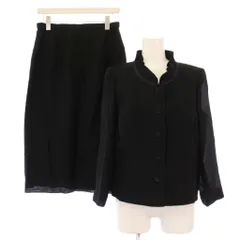 ユキトリイ YUKI TORII セットアップ ジャケット シングル 総裏地 ショート丈 タイトスカート ひざ丈 スリット シルク 13 黒 ブラック /BB