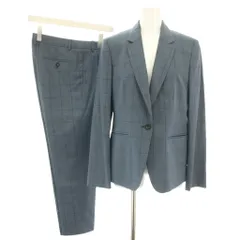 ポールスミス ブラック Paul Smith BLACK スーツ セットアップ 上下 テーラードジャケット シングル 42 パンツ スラックス 40 チェック柄 ブルーグレー /YT