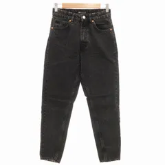 ザラ ZARA マムフィットデニムパンツ ジーンズ テーパード ジップフライ 34 黒 ブラック 8197/033/800 /GV