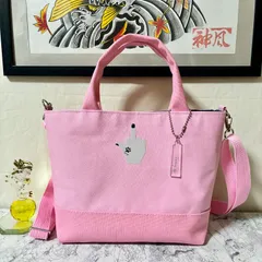 2WAY中指ミニトートバッグ~Tamyオリジナル~ オールピンク 内ポケット&Dカン付き ハンドメイド メンズ レディース ハンドバッグ ストリート 帆布バッグ