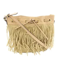 サマンサベガ Samantha Vega ショルダーバッグ フリンジ レザー スエード チャーム付き ベージュ /KU