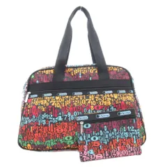 レスポートサック LesportSAC ボストンバッグ トート 肩掛け ポーチ付き 総柄 数字柄 ナイロン マルチカラー /GV