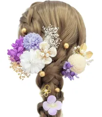 [JZOON] 成人式 髪飾り【8色展開】 卒業式 袴 ドライフラワー あじさい かすみ草 造花飾り ヘアアクセサリー 和玉 赤 ゴールド ヘッドパーツ 振袖 着物 七五三 浴衣 結婚式用 パール 手作り 専用ケース付き A7100