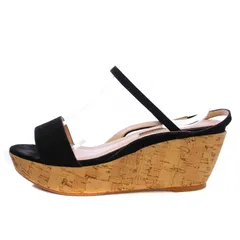 ペリーコ PELLICO SUNNY プラットフォームサンダル ウェッジソール ストラップ スエード 39 黒 PY19-0106 /BM