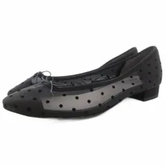 ルタロン Le Talon GRISE バレエシューズ パンプス シアー ドット柄 リボンモチーフ 23.5cm 黒 ブラック /GV