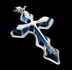 【N089】ネックレス　メンズ 　レディース　ブルー　青　おしゃれ　クロス　十字架　アクセサリー　ペンダント　ファッション