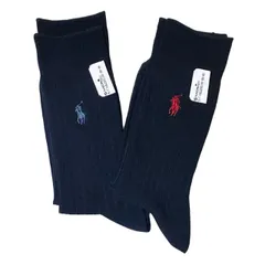 未使用  ポロ ラルフローレン レディース キッズ 靴下 ソックス スクールソックス リブ 22-24ｃｍ 2足セット POLO RALPH LAUREN ブラック 黒 ワンポイント刺繍 無地リブ ミドル丈