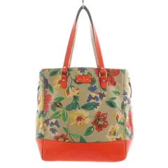 ケイトスペード KATE SPADE トートバッグ ハンドバッグ ショルダーバッグ 花柄 キャンバス レザー ベージュ オレンジ /AN8