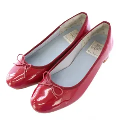 エマフランシス Emma Francis バレエシューズ パンプス ラウンドトゥ ローヒール エナメル リボン 23.5cm 赤 レッド /BB
