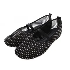 ルタロン Le Talon ビジューネットメリージェーンシューズ バレエシューズ 22.5cm 黒 ブラック /YM