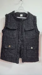 ブラック ツイード ベスト ベスト ポケット スタイル