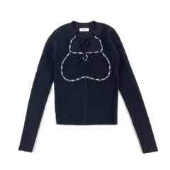 DARICH　ダーリッチ　25/SS　112511026　フロントオープンリブニットトップス　長袖Tシャツ　Fサイズ　ブラック