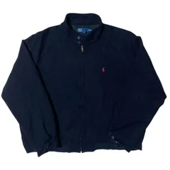 ポロバイラルフローレン  刺繍ロゴ ポニー ブラック フルジップ スイングトップジャケット 立ち襟 ワンポイント 2XL ブラック 黒 アウター レディース ユニセックス メンズ 古着 長袖