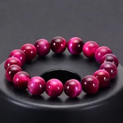 6mm玉 天然石 パワーストーン ブレスレット 念珠 ローズレッド 虎目石 タイガーアイ 赤 レッド マゼンタ ピンク  8mm 10mm 12mm 厄除け 幸運 金運 仕事運 恋愛運 メンズ レディース 男性 女性 ペア お守り ジュエリー 数珠 プレゼント