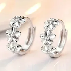 フラワーピアス シルバー  花 ダイヤ フープピアス上品