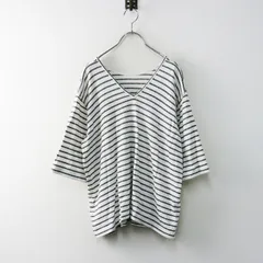 ヴラスブラム Vlas Blomme コットンリネンボーダーVネックプルオーバー F＼ホワイト カットソー トップス【2400014765403】のサムネイル