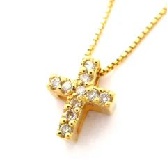 TAKE-UP(テイクアップ) ネックレス美品  - K18YG×ダイヤモンド 10Pダイヤ/0.06ct/クロス