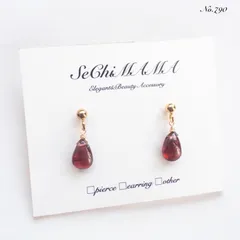 No.790✨天然石✨ガーネットの一粒ピアス　イヤリング