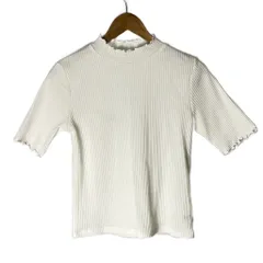 イング INGNI 半袖 フリル カットソー ハイネック リブ M 白 ホワイト 191-172473 レディース