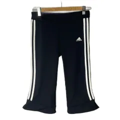 アディダス adidas Clima365 3ストライプ ハーフパンツ クロップド丈 ロゴプリント S ブラック ホワイト