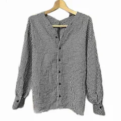 コカ COCA 前後2WAY ギンガム チェック ブラウス 長袖 L ホワイト ブラック 26-221004002-13 レディース