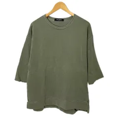 ナノユニバース nano universe スウェット トレーナー カットソー クルーネック 半端袖 五分袖 L カーキ