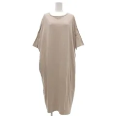 アースミュージック&エコロジー EARTH MUSIC & ECOLOGY ワンピース チュニック ロング丈 無地 クルーネック 半袖 ベージュ /NU ■GY4
