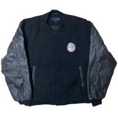 スタジアムジャケット スタジャン ジャンパー バーシティジャケット サークルロゴ 企業系 2XL ブラック 黒 刺繍 アウター レディース ユニセックス メンズ 古着 長袖 CHM