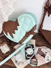 ハート型 痛バッグ クリア ショルダーバッグ ミントカラー チョコ風 デザイン 透明 ウィンドウ 斜めがけ ミニバッグ ガーリー リボン キルティング スウィート ロリータ 韓国風 ファッション レディース かわいい 推し活 お出かけ ピンクチョコレートがけ