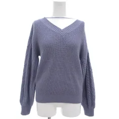 ジーユー GU 美品 ケーブルニット セーター 長袖 プルオーバー Vネック S 紫 