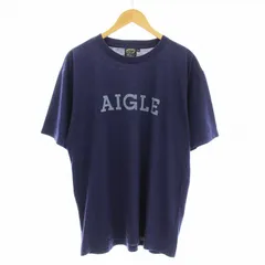 エーグル AIGLE Vintage Tシャツ カットソー 半袖 クルーネック ロゴプリント XL 紺 ネイビー 85202-13209 /KU