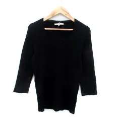 23区 オンワード樫山 ニット カットソー ラウンドネック 七分袖 無地 38 M 黒 ブラック /HO20