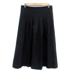 コムサ COMME CA フレアスカート ロング丈 チェック柄 11 L 黒 ブラック チャコールグレー /HO32